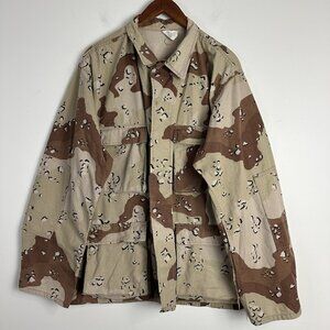 Vintage US Military BDU Chocolate Chip Camo Tactical Button Up Field Jacket L